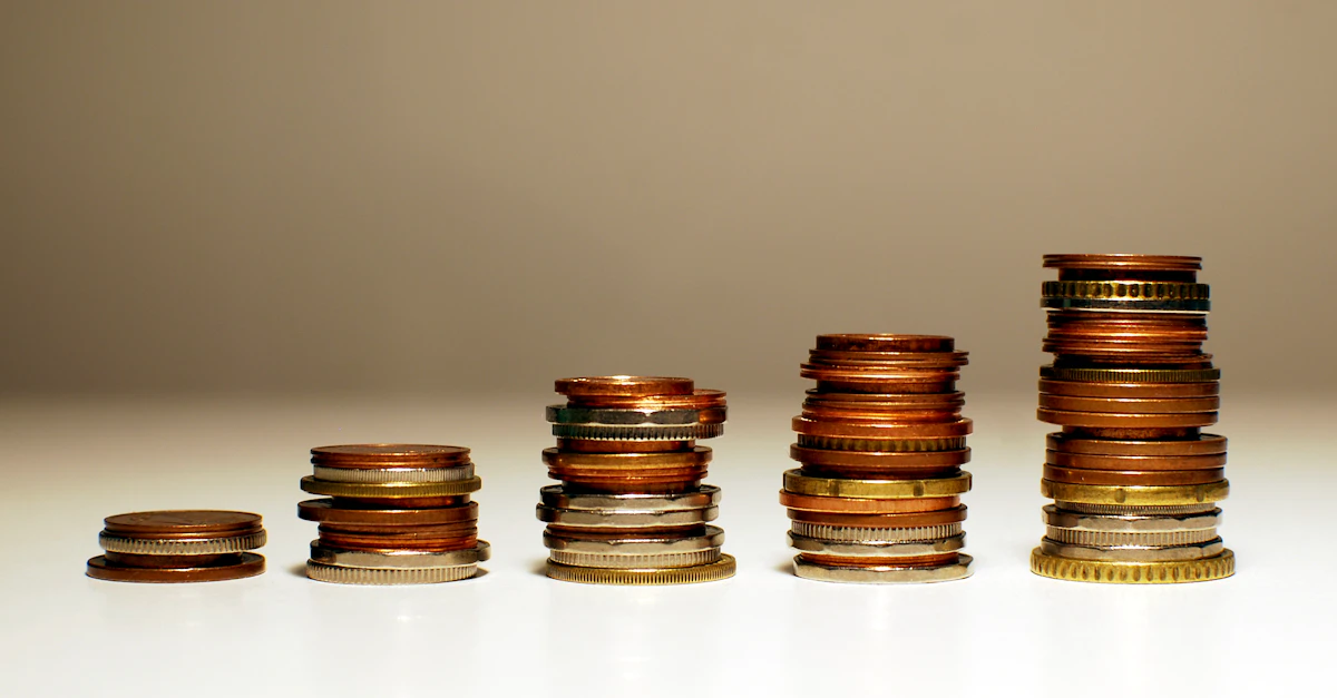 Ascending coin stacks illustrating compound interest growth — power of compounding Pakistan